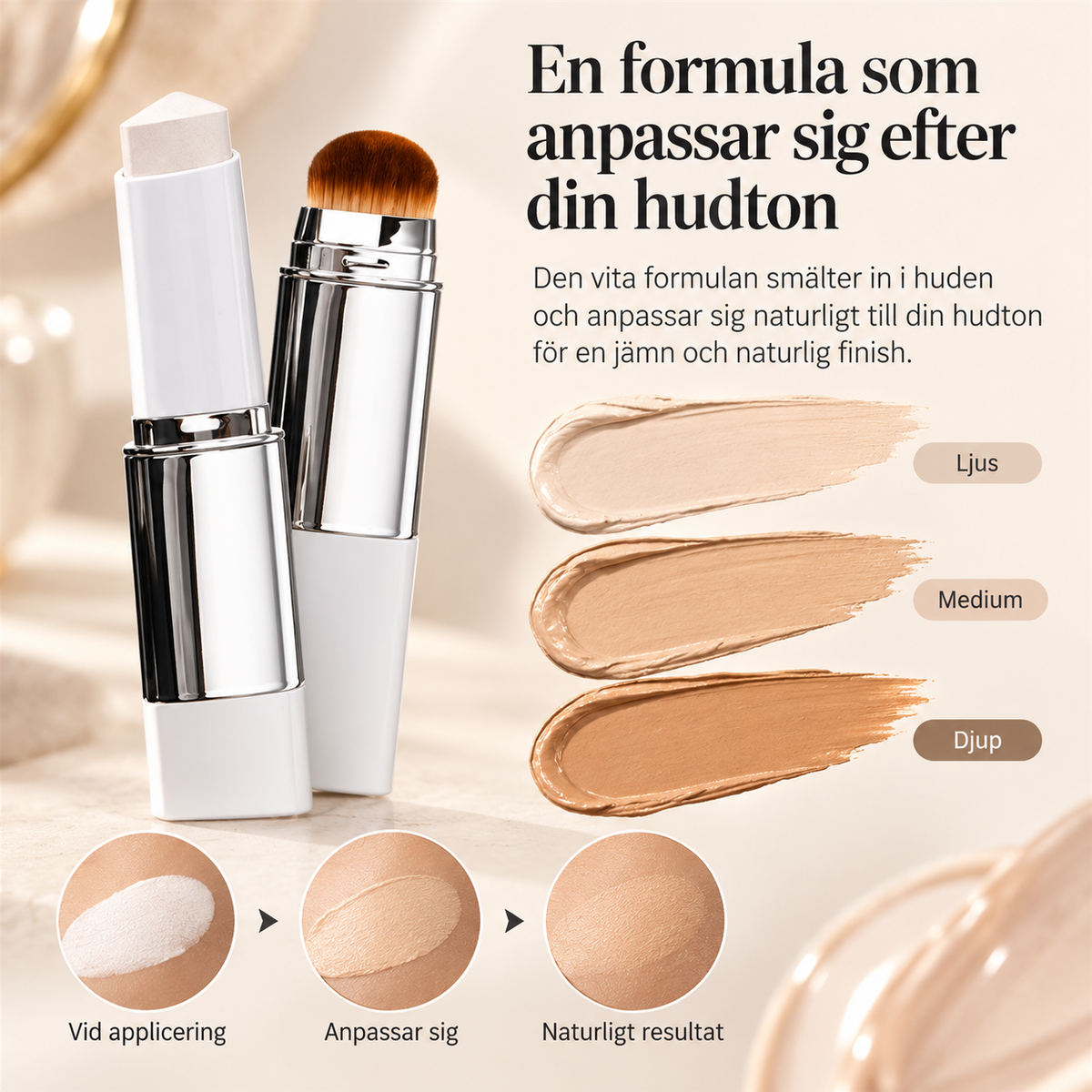 Novaera Magic Cover Stick – Färgförändrande Foundation & Concealer med Kollagen