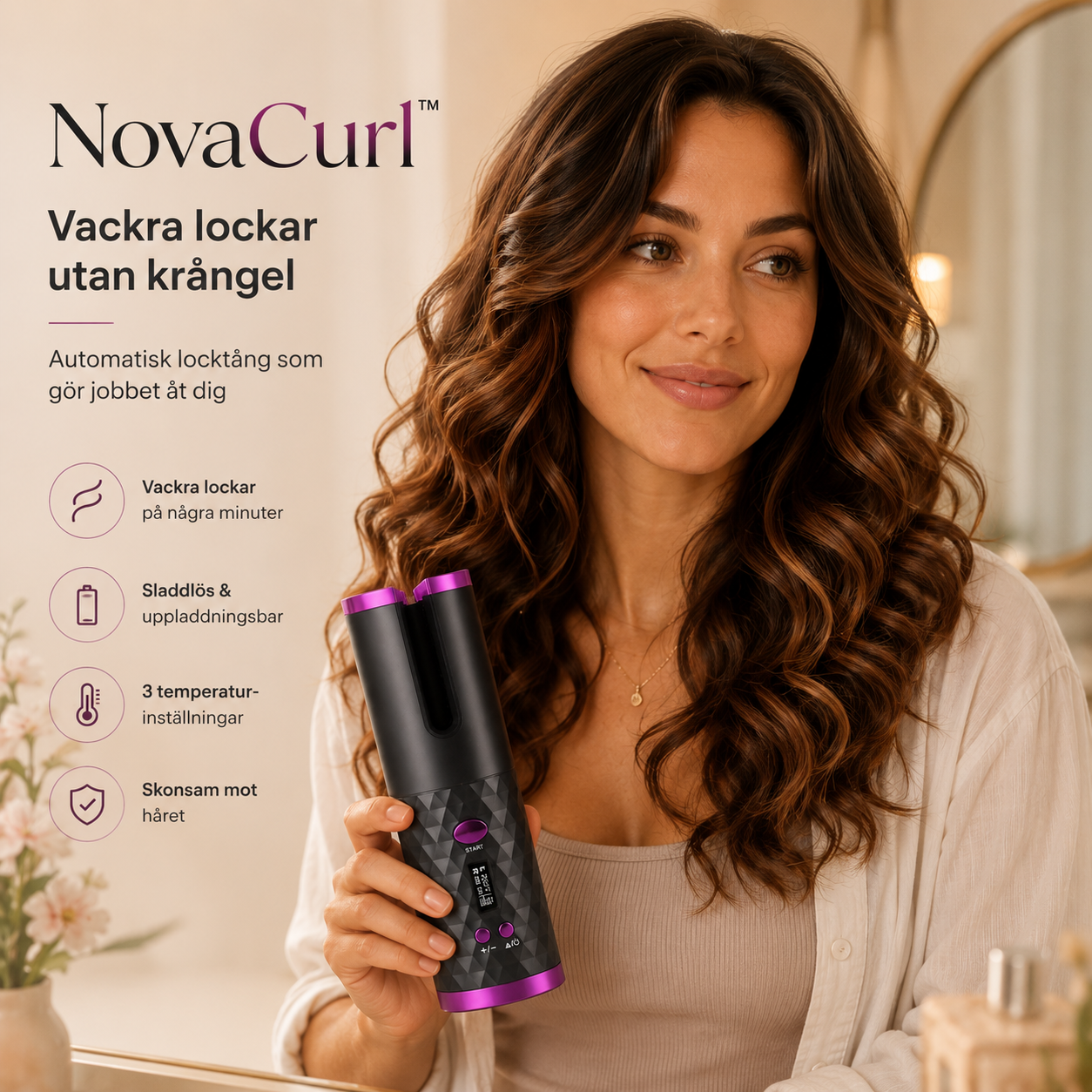 NovaCurl - Automatischer kabelloser Lockenstab