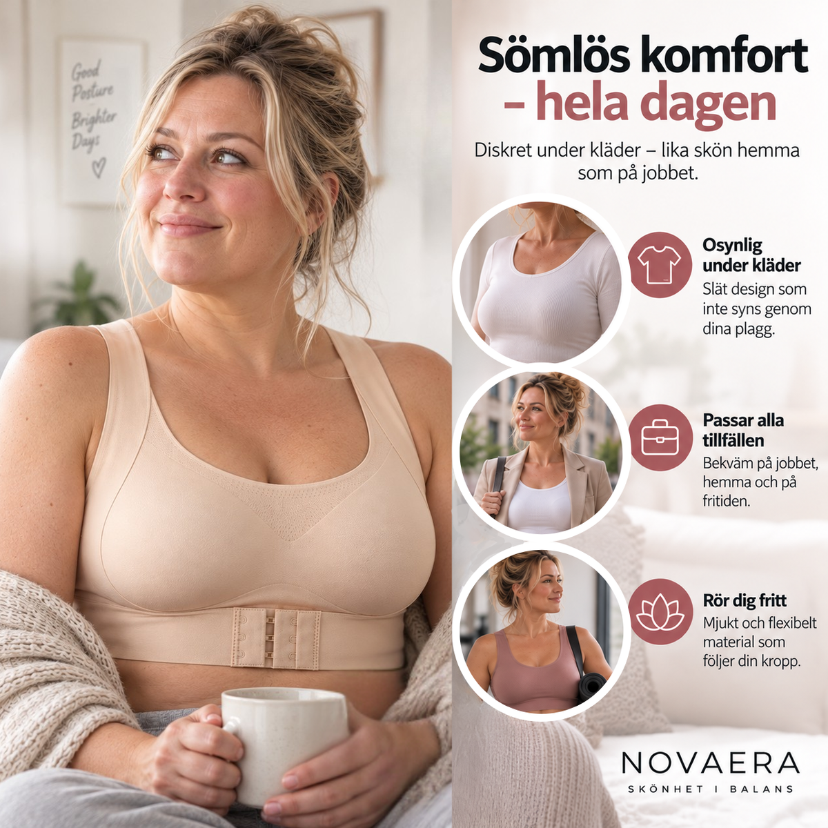 Posture Support BH – Naturligt lyft och optimalt ryggstöd med sömlös design